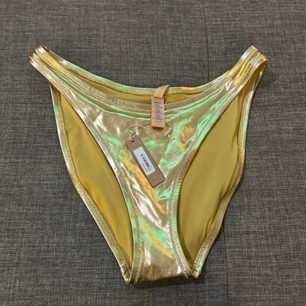 Skims Metallic Swim Dipped Mid Waist Bottoms